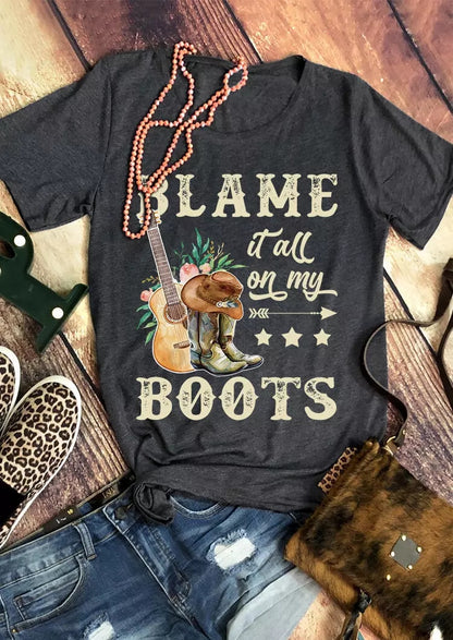 Blame It All On My Roots T-Shirts Western Country Music Lover - myfunfarm