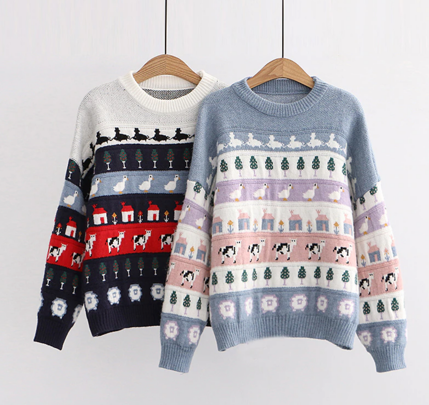 Cute Cow Cartoon Sweater Sweet Style Knitted - myfunfarm