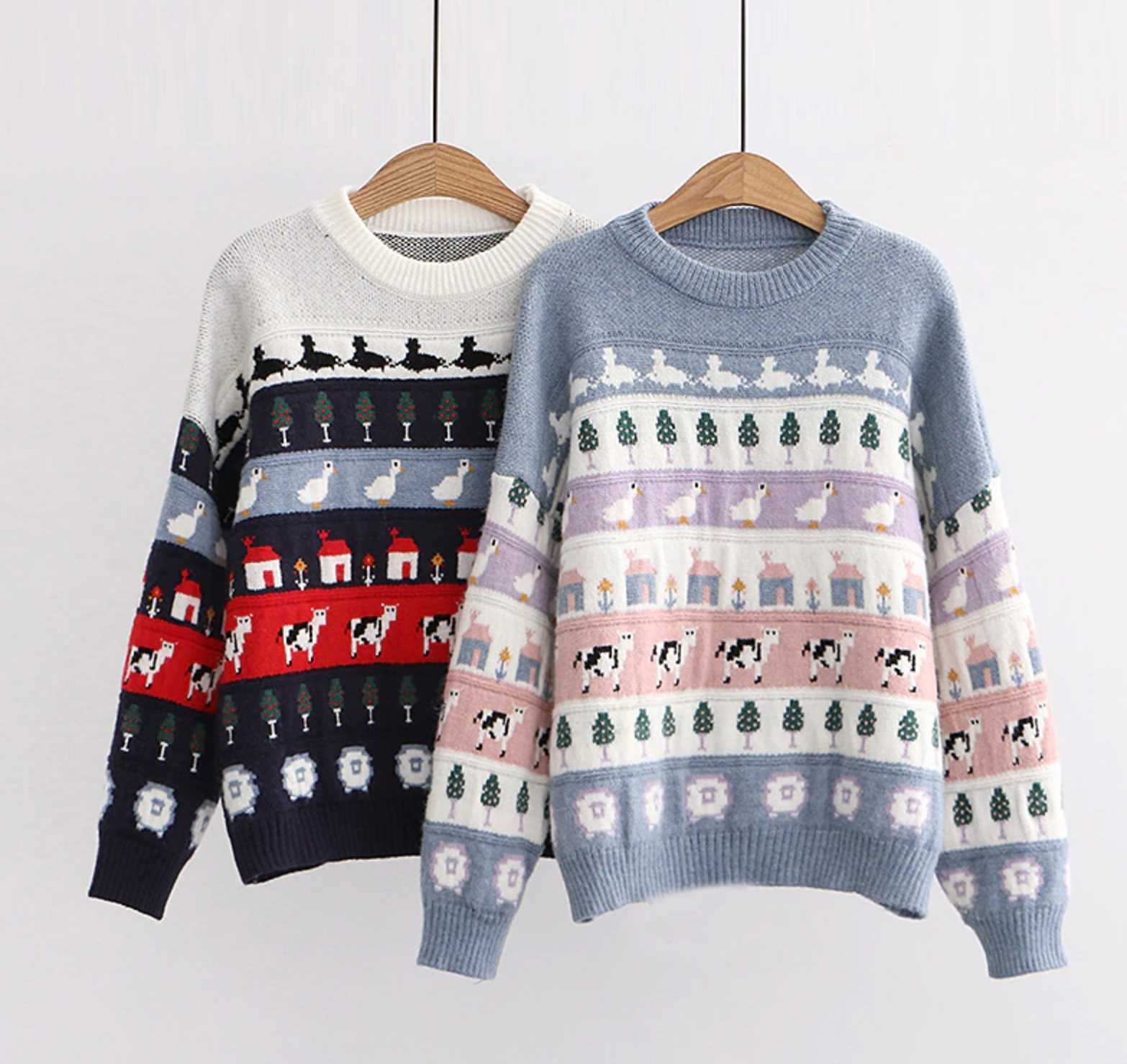 Cute Cow Cartoon Sweater Sweet Style Knitted - myfunfarm
