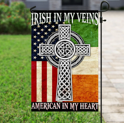 Irish In My Veins – American In My Heart Flag