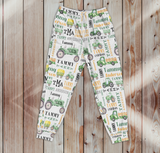 Personalized Kid Raglan Pajamas Set -Custom name tractor pattern