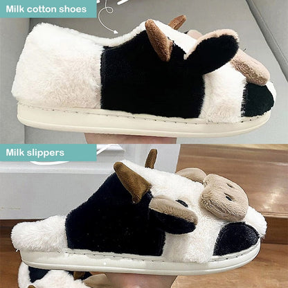 Cute Cow House Slippers Warm Fluffy for Winter - myfunfarm