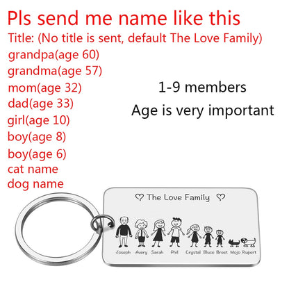 Personalized Keychain Custom Name Engraved Family Love Cute - myfunfarm