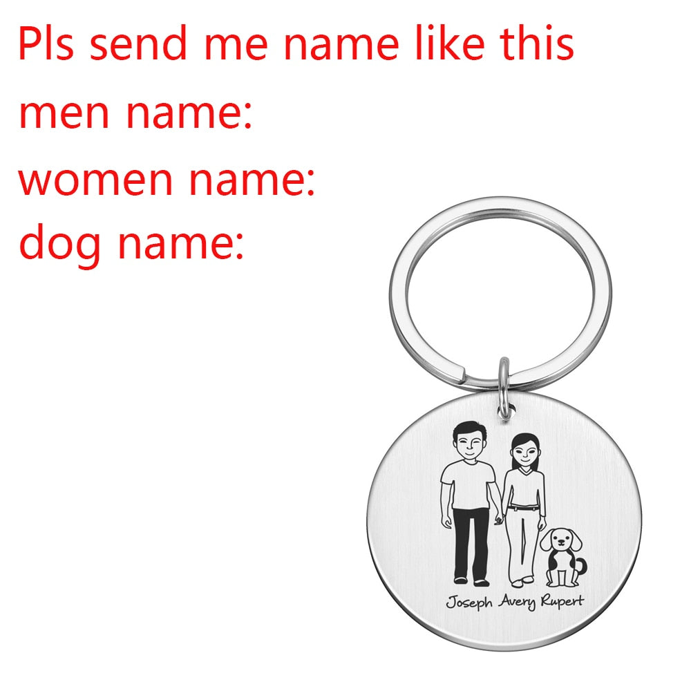 Personalized Keychain Custom Name Engraved Family Love Cute - myfunfarm