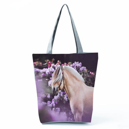 Watercolor Horse Print Shopping Tote bag - myfunfarm
