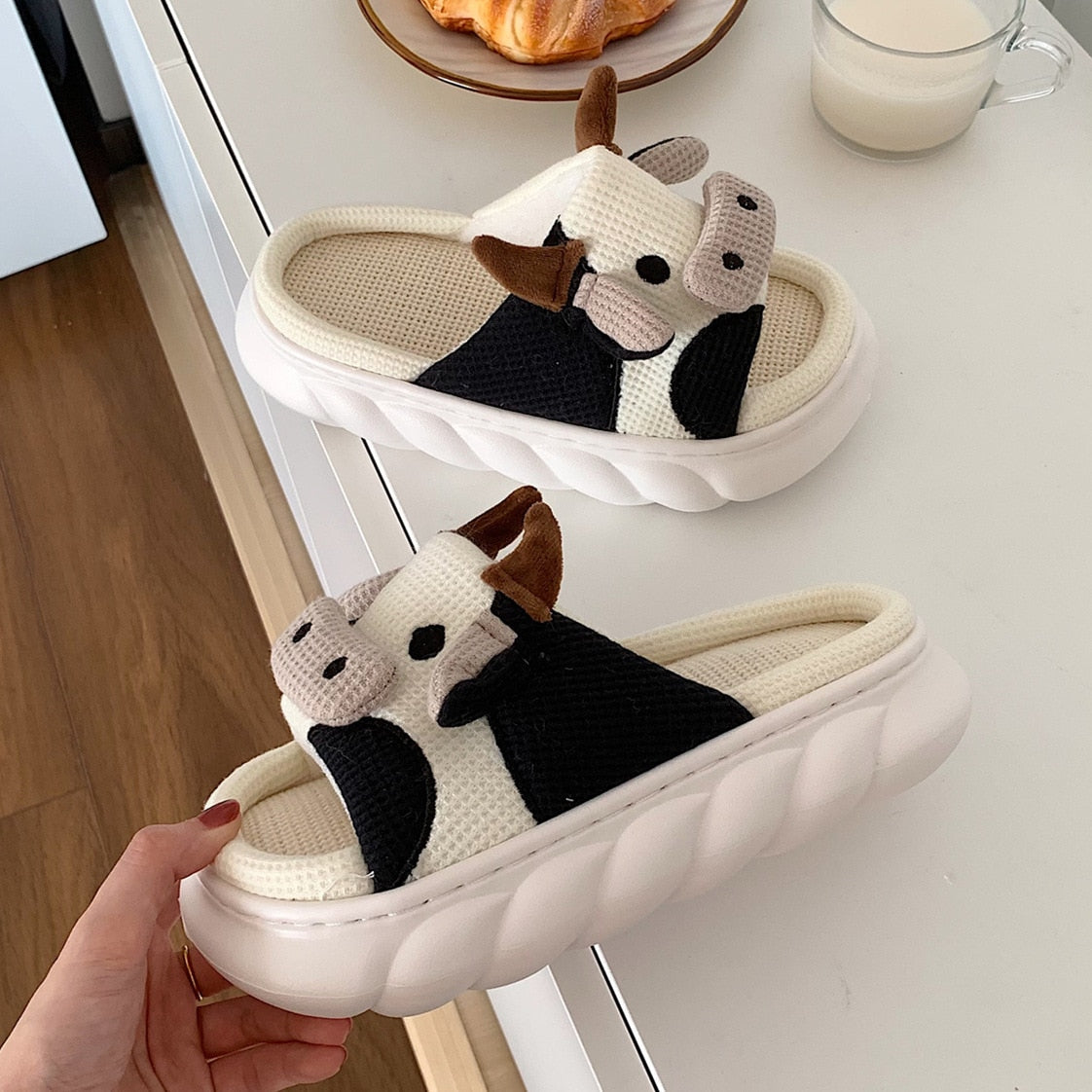 Slippers Four Seasons Indoor Home  Cute Cartoon Cow design - myfunfarm