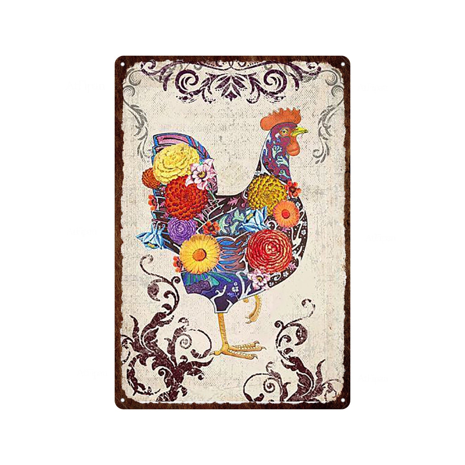 Fresh Eggs Metal Tin Sign Farm Home Wall Decor Happy Chicken Retro - myfunfarm