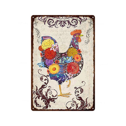 Fresh Eggs Metal Tin Sign Farm Home Wall Decor Happy Chicken Retro - myfunfarm