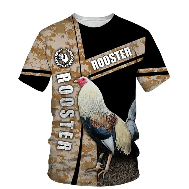Rooster 3D Print T Shirt Men Street Fashion - myfunfarm