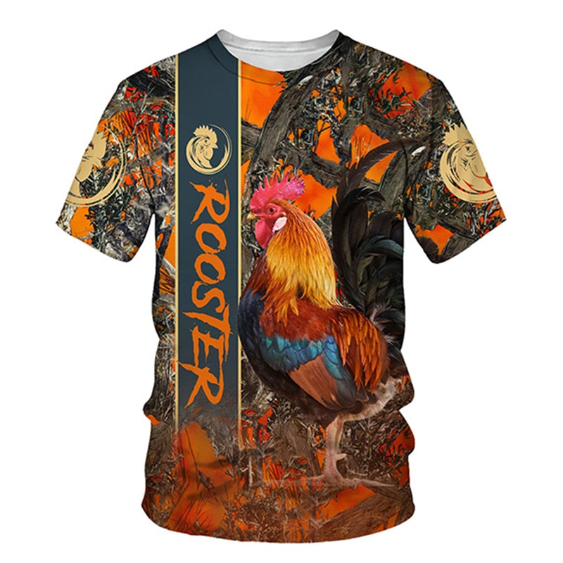 Rooster 3D Print T Shirt Men Street Fashion - myfunfarm