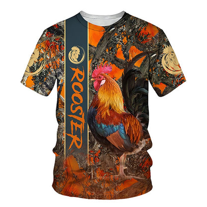 Rooster 3D Print T Shirt Men Street Fashion - myfunfarm