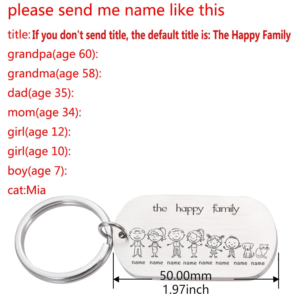 Personalized Keychain Custom Name Engraved Family Love Cute - myfunfarm