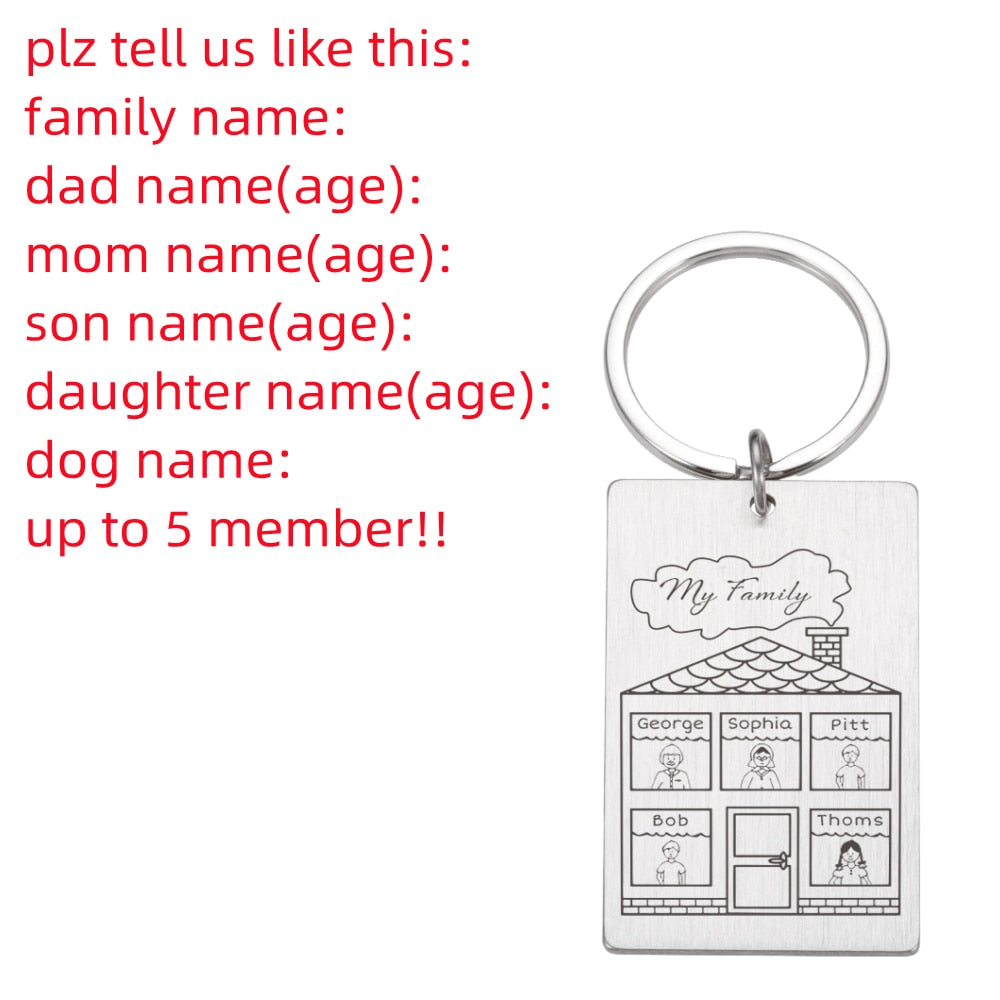 Personalized Keychain Custom Name Engraved Family Love Cute - myfunfarm