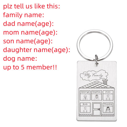 Personalized Keychain Custom Name Engraved Family Love Cute - myfunfarm