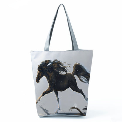 Watercolor Horse Print Shopping Tote bag - myfunfarm
