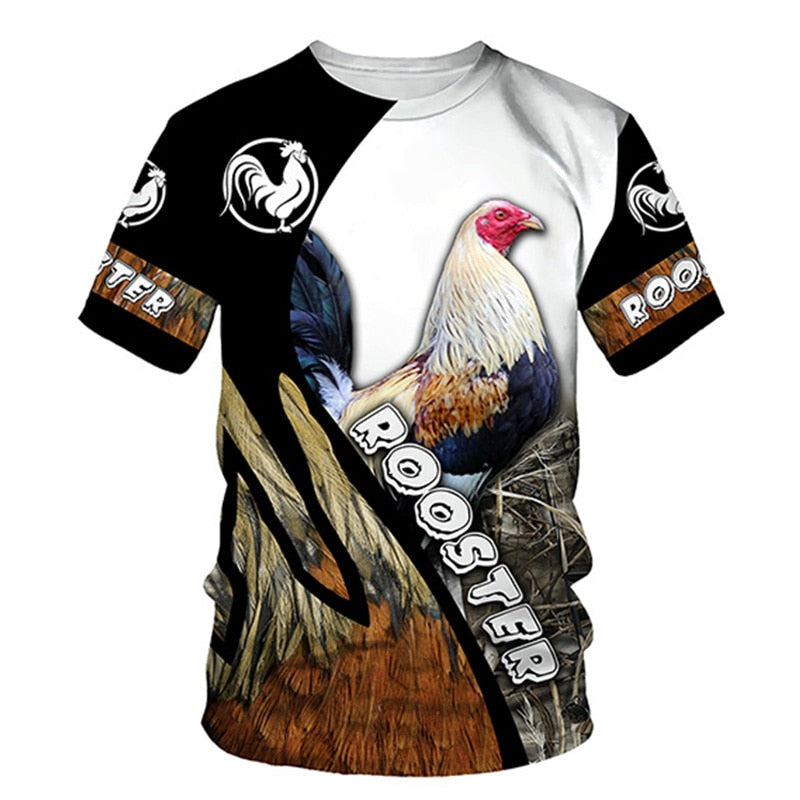 Rooster 3D Print T Shirt Men Street Fashion - myfunfarm