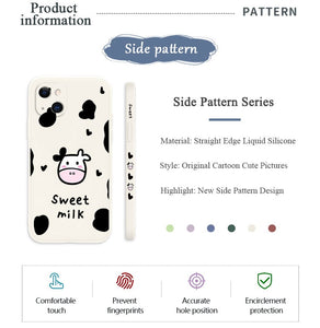 Cute Cow Phone Case For iPhone 14 13 12 11 Pro Max Mini X XR XS MAX SE2020 8 7 Plus 6 6S Plus Cover
