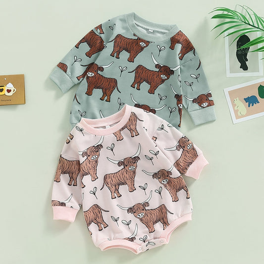 Baby Boys Girls Bodysuits Cattle Print