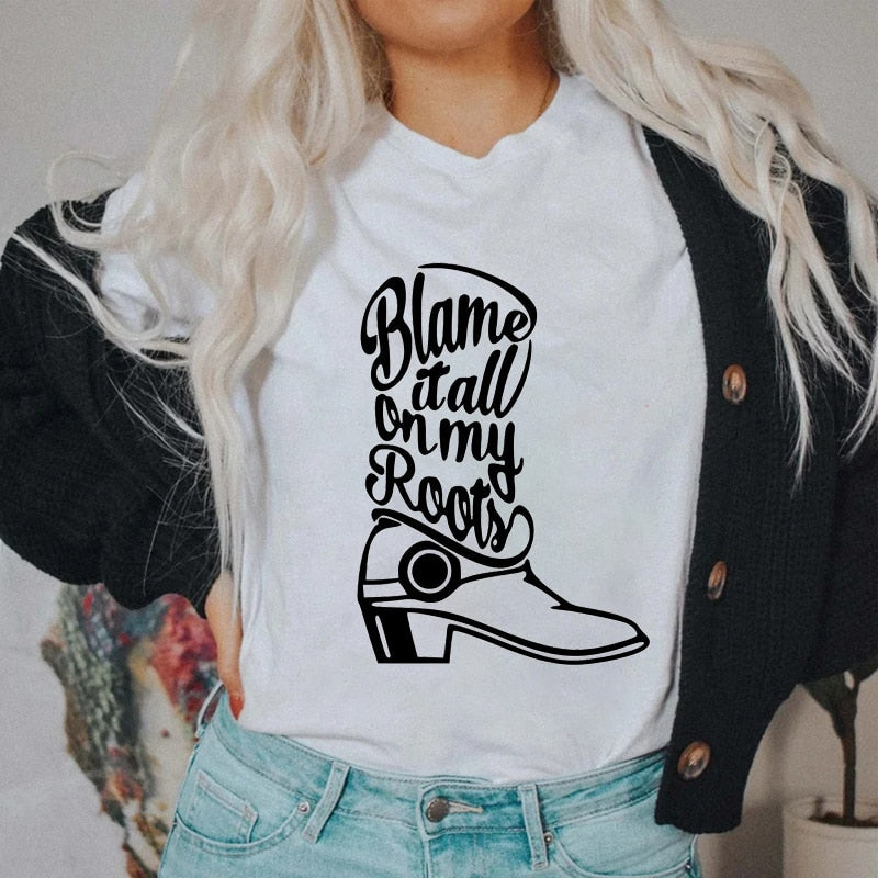 Boot Western T Shirt Cowgirl Cowboy Cute Graphic Hippie - myfunfarm