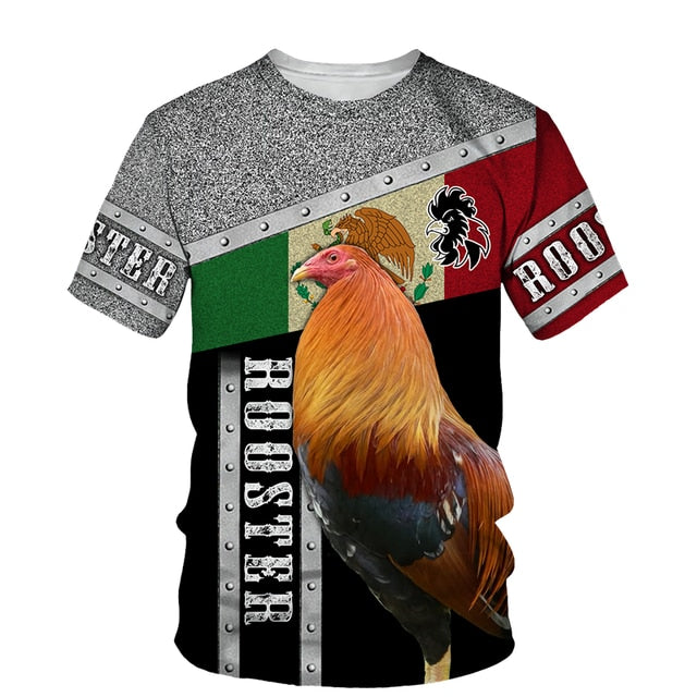 Rooster 3D Print T Shirt Men Street Fashion - myfunfarm