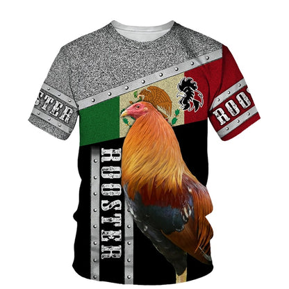 Rooster 3D Print T Shirt Men Street Fashion - myfunfarm