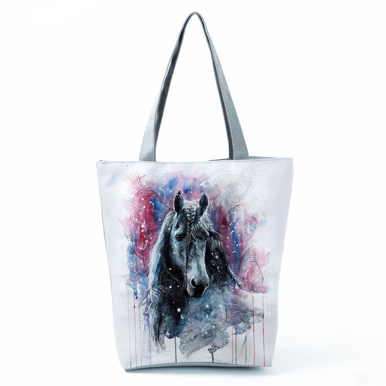 Watercolor Horse Print Shopping Tote bag - myfunfarm