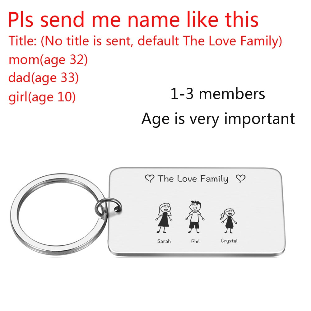 Personalized Keychain Custom Name Engraved Family Love Cute - myfunfarm