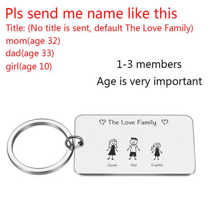 Personalized Keychain Custom Name Engraved Family Love Cute - myfunfarm