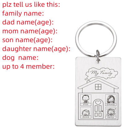 Personalized Keychain Custom Name Engraved Family Love Cute - myfunfarm