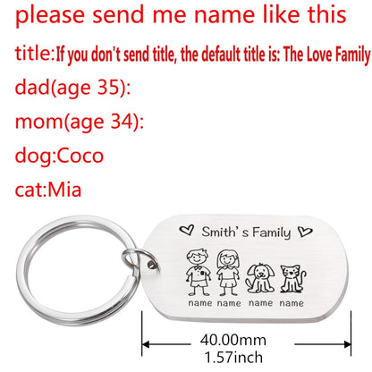Personalized Keychain Custom Name Engraved Family Love Cute - myfunfarm