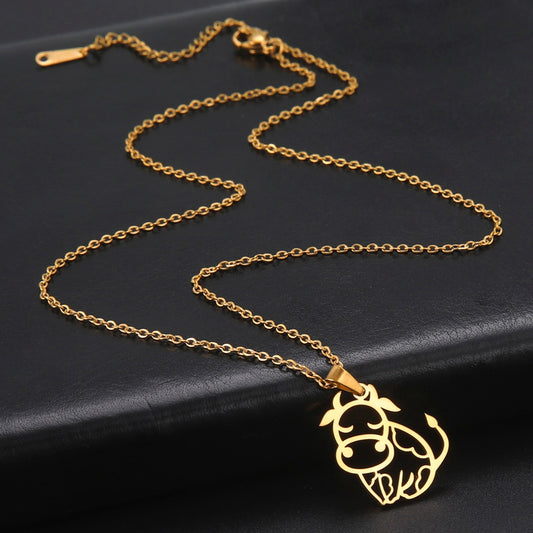 Cute Necklaces  Stainless Steel Pendant  Gift for Cow Lovers - myfunfarm