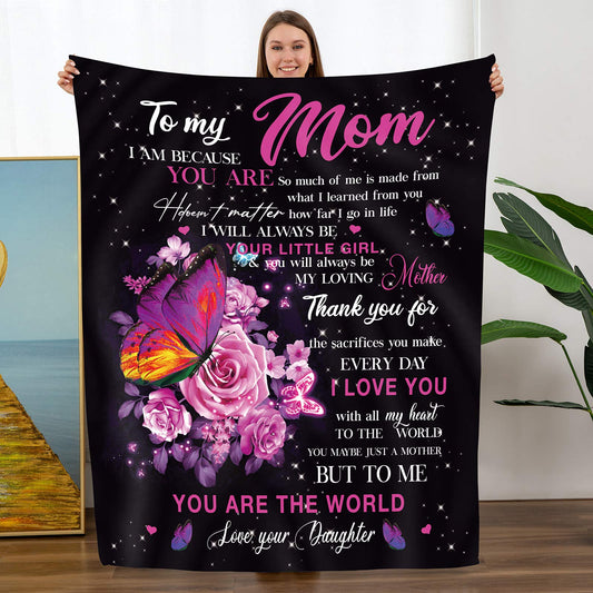I Love You Mom Throw Blanket Gifts for Mom Birthday Gifts for Women -Mom Gifts From Daughter or Son for Birthday Mothers Day - myfunfarm