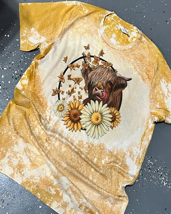 Drying T-Shirt Highland cattle America style - myfunfarm