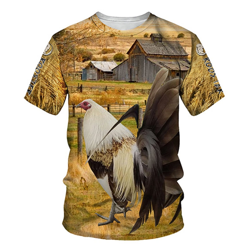 Rooster 3D Print T Shirt Men Street Fashion - myfunfarm