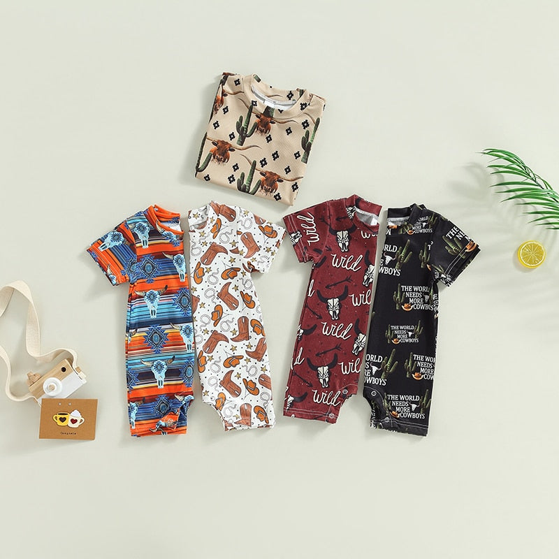 Summer Toddler Newborn Baby Boy Girl Clothing 0-18M Cattle Letter Print