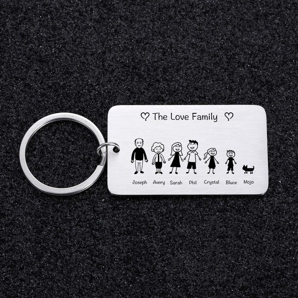 Personalized Keychain Custom Name Engraved Family Love Cute - myfunfarm