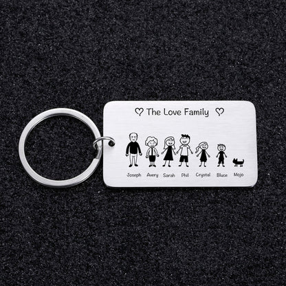 Personalized Keychain Custom Name Engraved Family Love Cute - myfunfarm