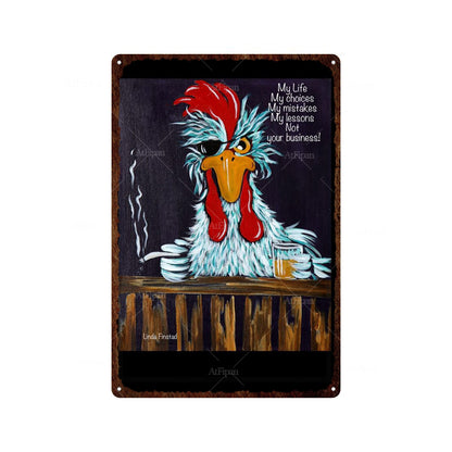 Fresh Eggs Metal Tin Sign Farm Home Wall Decor Happy Chicken Retro - myfunfarm
