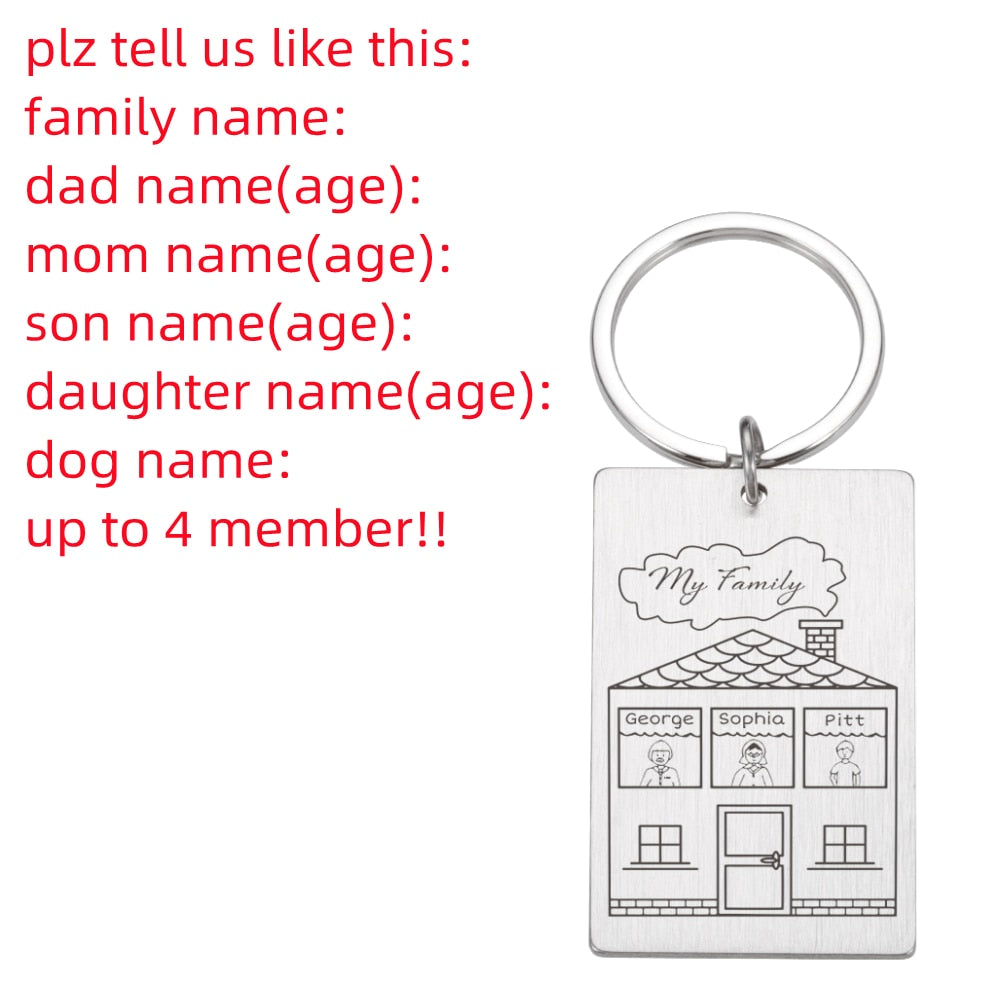 Personalized Keychain Custom Name Engraved Family Love Cute - myfunfarm
