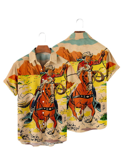 Hawaiian Shirt Cowboy Western America - myfunfarm