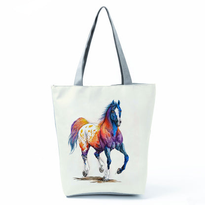 Watercolor Horse Print Shopping Tote bag - myfunfarm