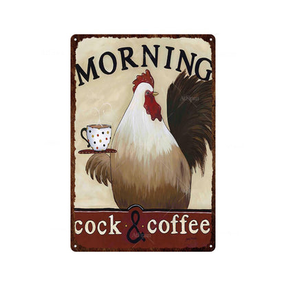 Fresh Eggs Metal Tin Sign Farm Home Wall Decor Happy Chicken Retro - myfunfarm