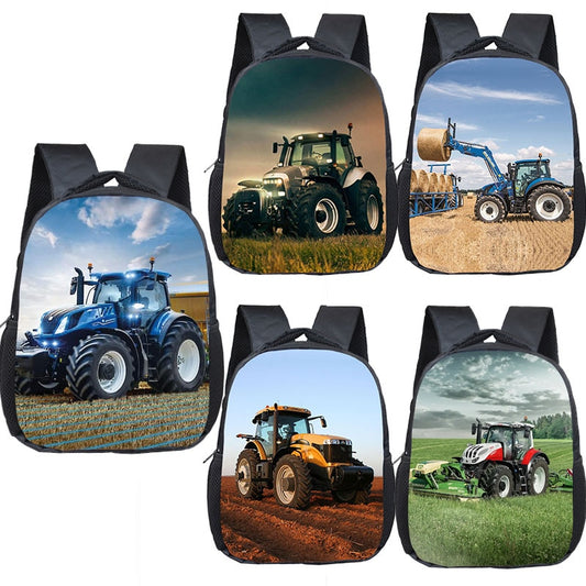 Farm Tractor Print Backpack Children School Bags