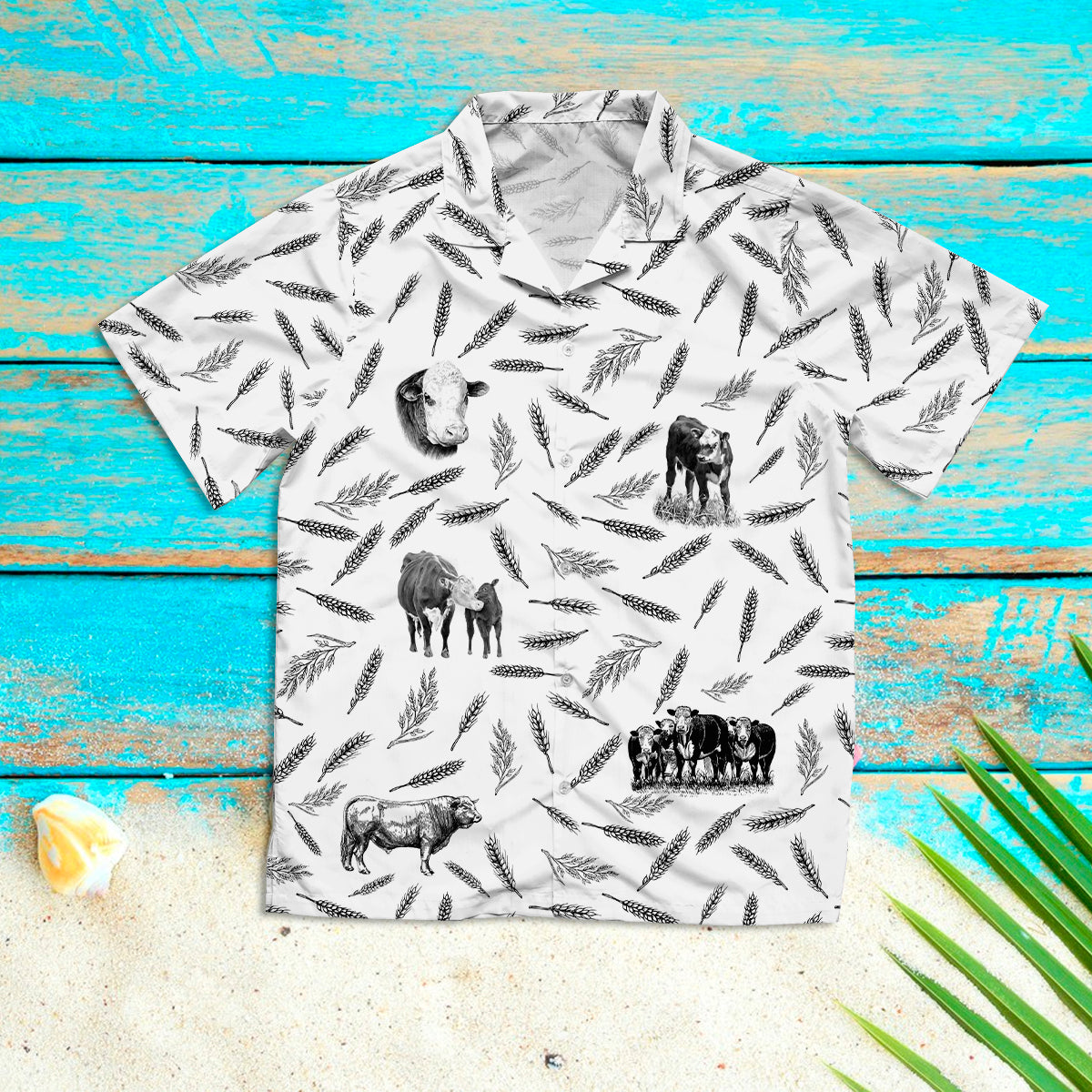 Hereford Cattle pattern - Hawaiian Shirt and Shorts - myfunfarm