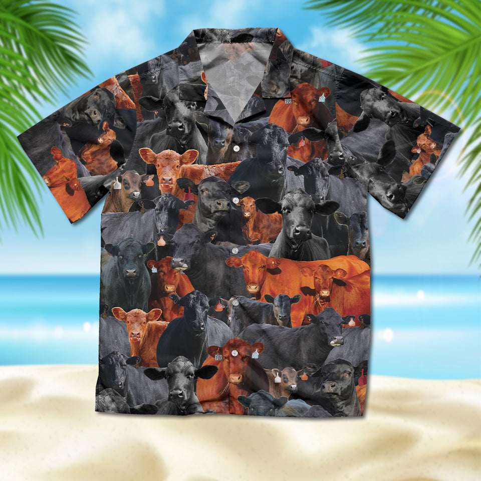 Angus Cattle pattern design - Hawaiian Shirt, Shorts for adult and youth