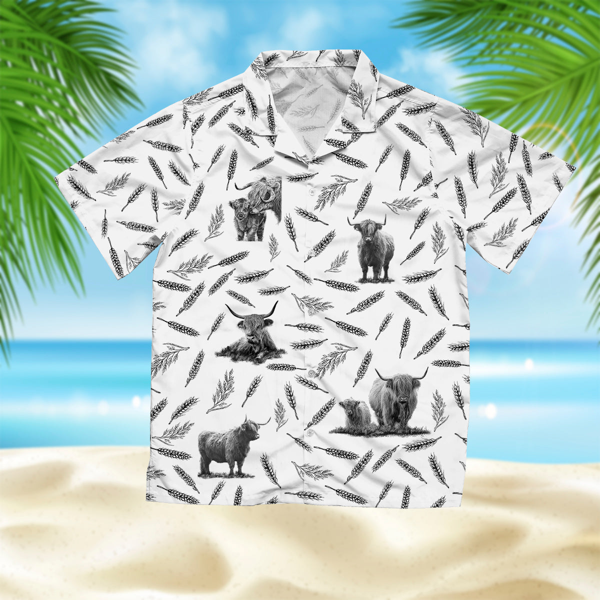 Highland Cattle pattern - Hawaiian Shirt and Shorts - myfunfarm