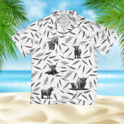 Highland Cattle pattern - Hawaiian Shirt and Shorts - myfunfarm