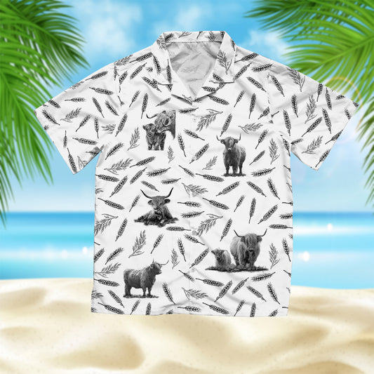 Highland Cattle pattern - Hawaiian Shirt and Shorts - myfunfarm