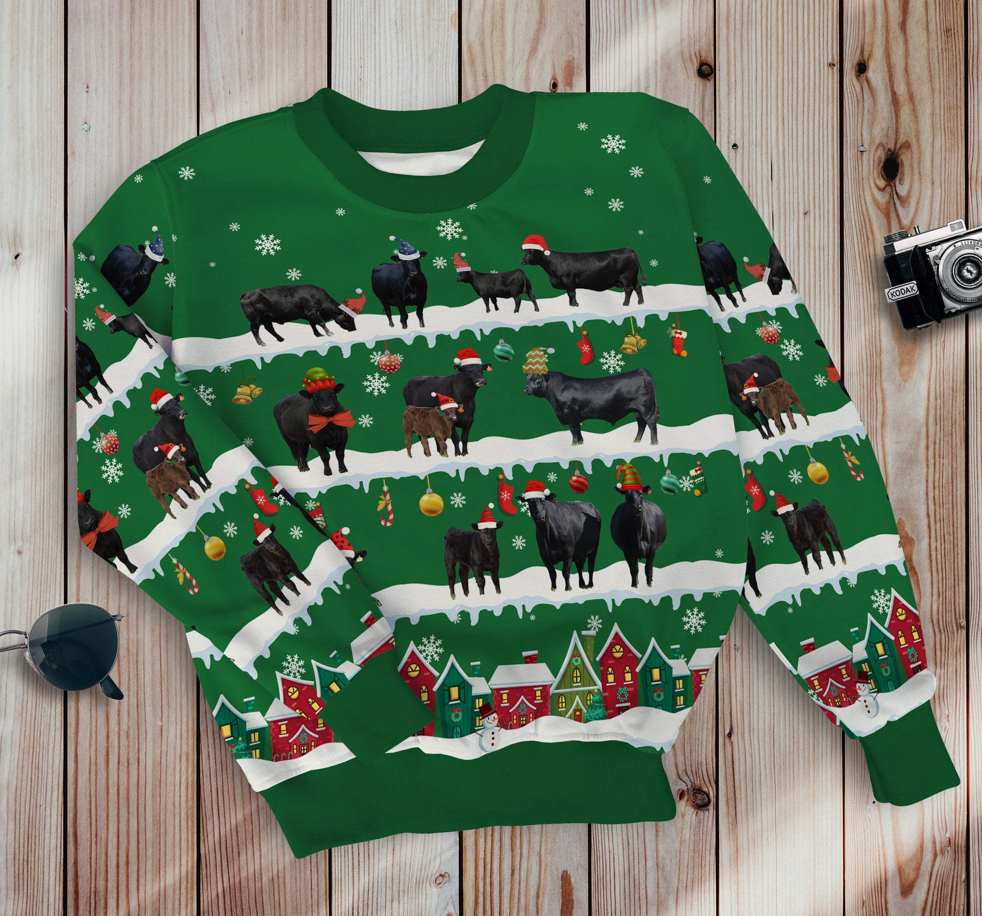 Angus cattle in snow - Merry Christmas -  Unisex Sweatshirt and Pants - myfunfarm