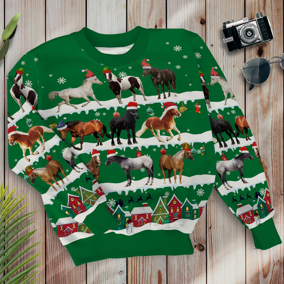 Horses in Snow - Merry Christmas - Unisex Sweatshirt and Pants